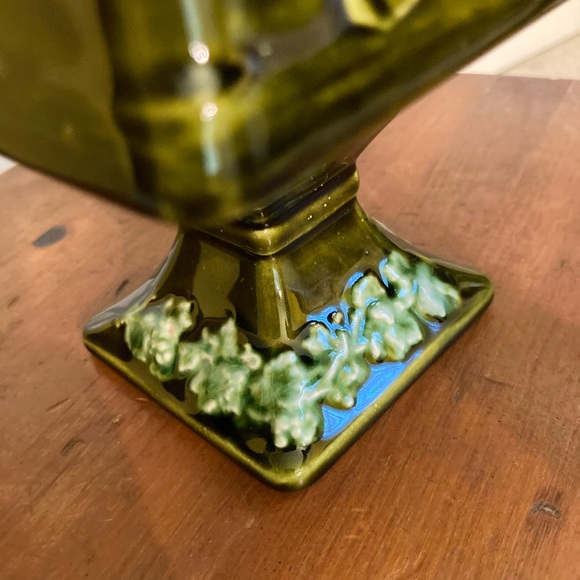 Vintage Green Ceramic 1950s Compote with Sailing Boat Detail - Japan - Picture 4 of 10